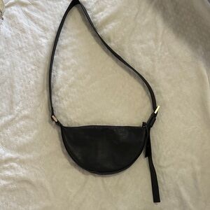 All Saints Black Leather Crossbody Bag